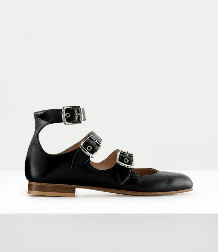 Flats Women Vivienne Westwood Roman Three Strap Sandals In Black
