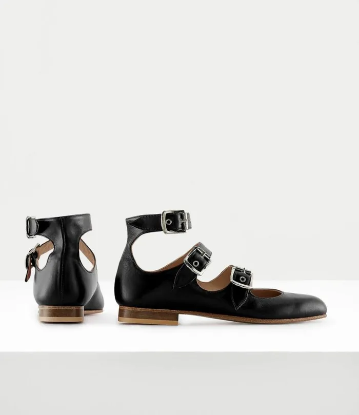 Flats Women Vivienne Westwood Roman Three Strap Sandals In Black