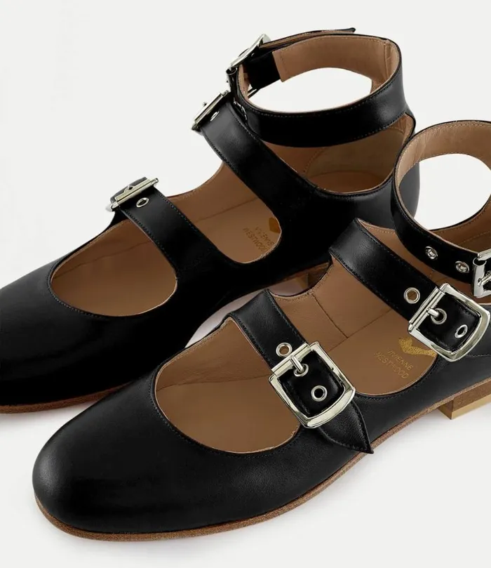 Flats Women Vivienne Westwood Roman Three Strap Sandals In Black