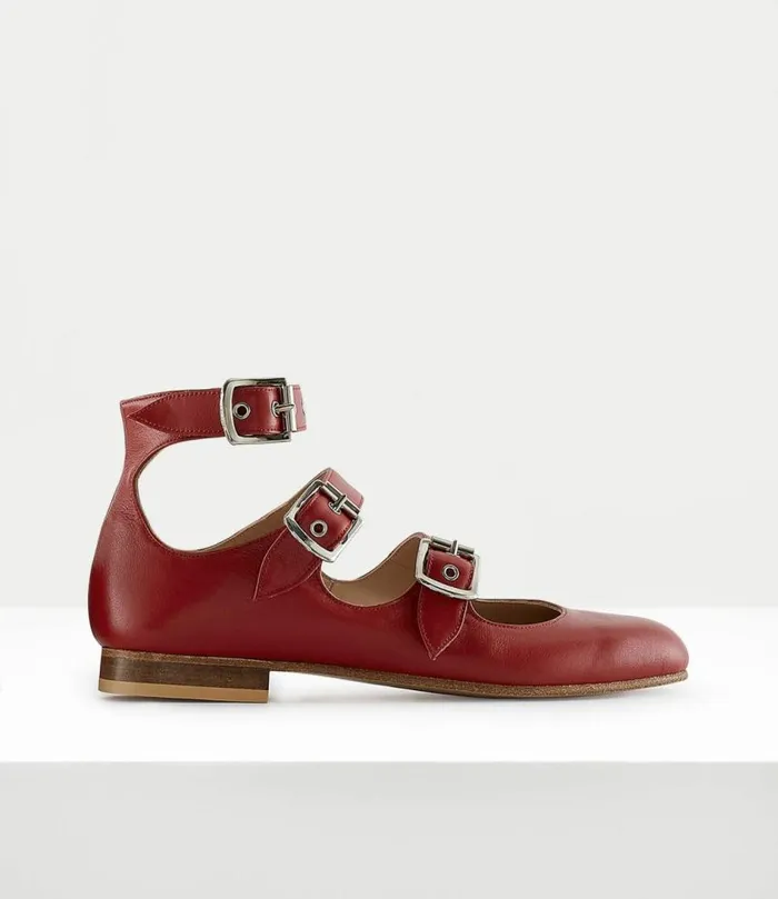 Flats Women Vivienne Westwood Roman Three Strap Sandals In Red