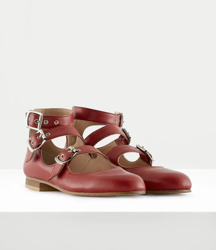 Flats Women Vivienne Westwood Roman Three Strap Sandals In Red