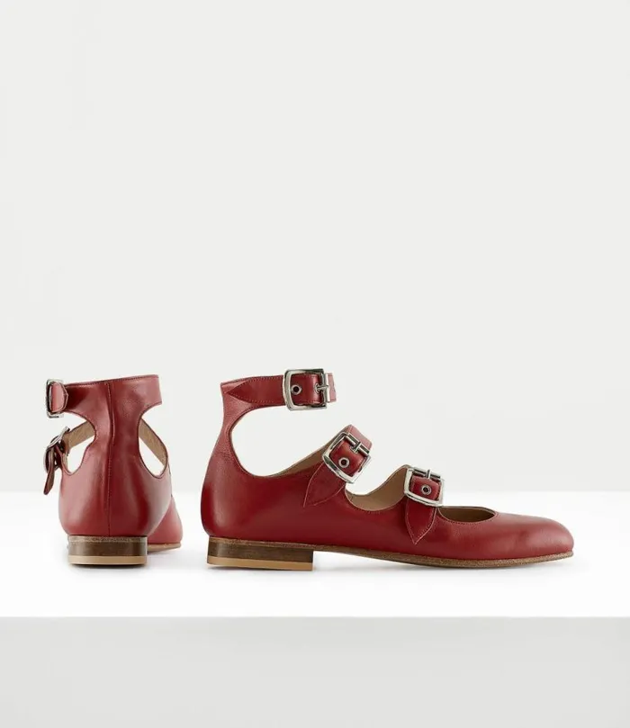 Flats Women Vivienne Westwood Roman Three Strap Sandals In Red