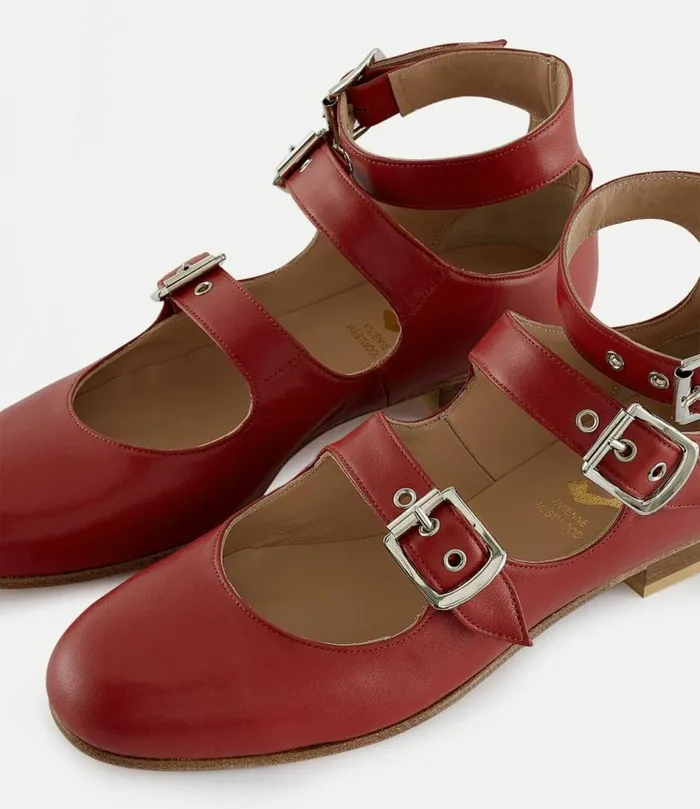 Flats Women Vivienne Westwood Roman Three Strap Sandals In Red