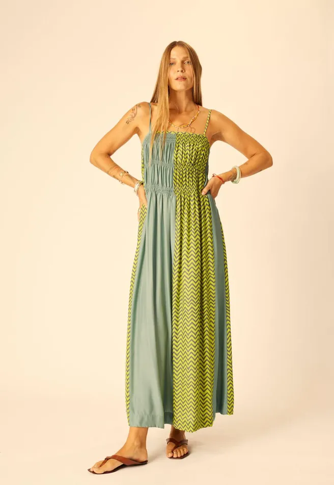 Gina Maxi Block Zigzag Lime Women Natalie Martin Dresses