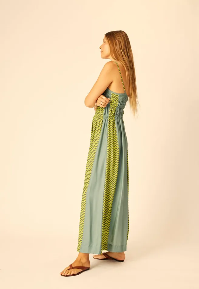 Gina Maxi Block Zigzag Lime Women Natalie Martin Dresses