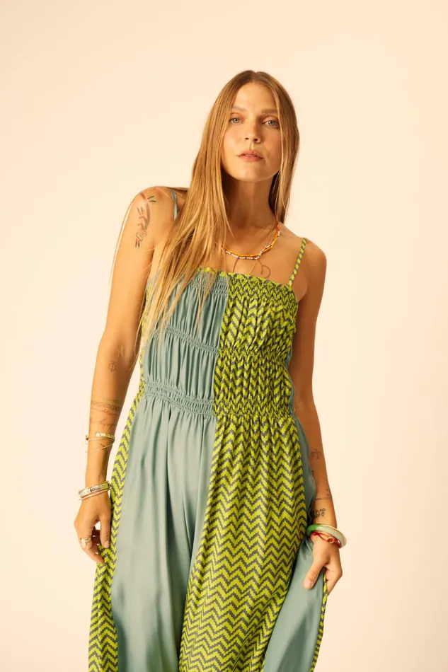 Gina Maxi Block Zigzag Lime Women Natalie Martin Dresses