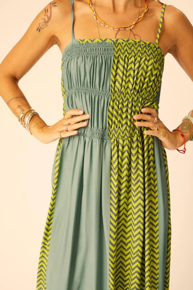 Gina Maxi Block Zigzag Lime Women Natalie Martin Dresses
