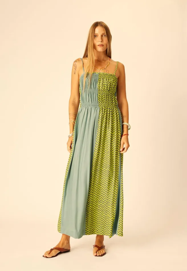 Gina Maxi Block Zigzag Lime Women Natalie Martin Dresses
