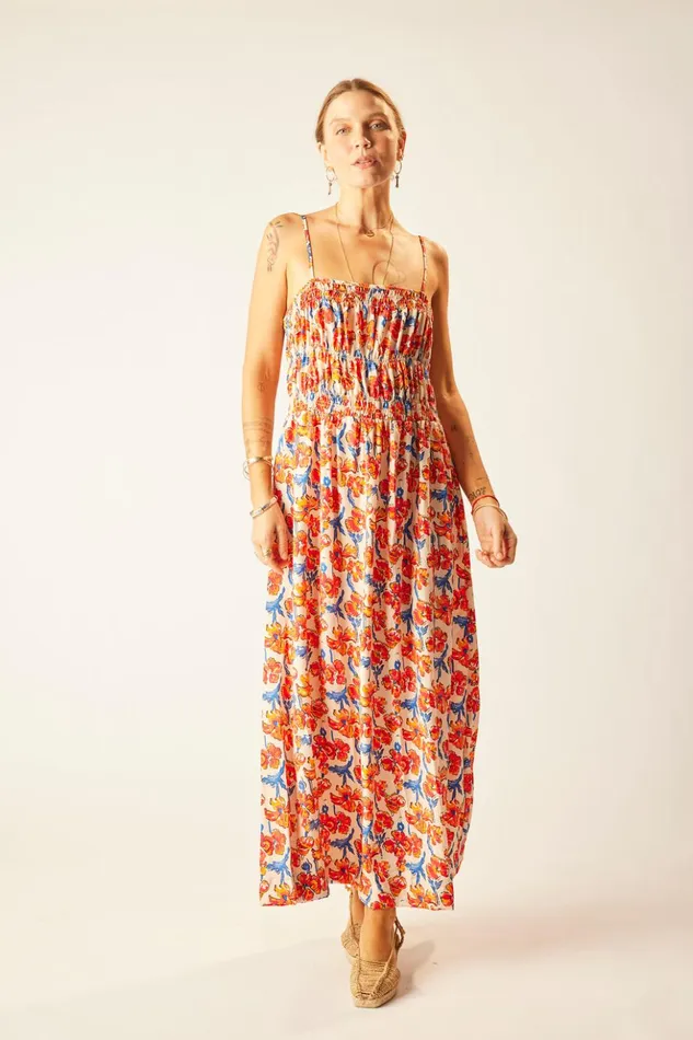 Gina Maxi Silk Watercolor Clementine Women Natalie Martin Dresses