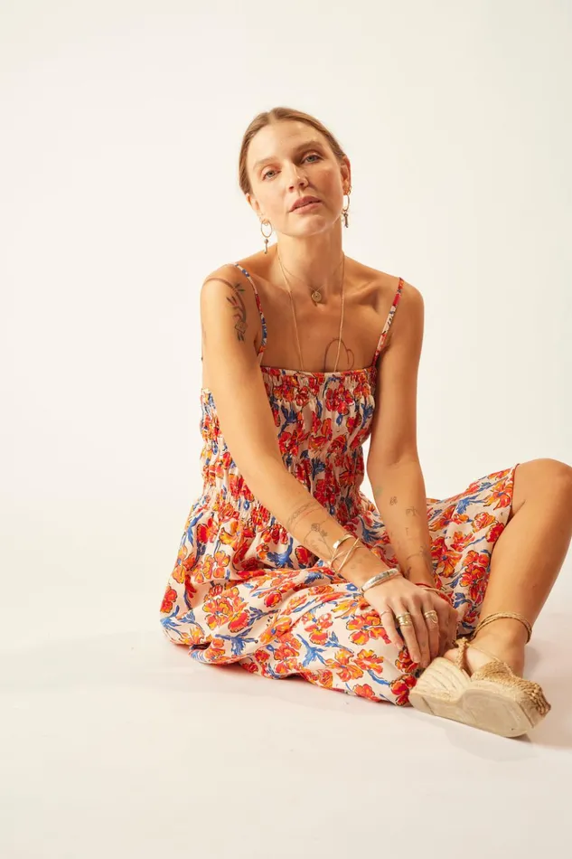 Gina Maxi Silk Watercolor Clementine Women Natalie Martin Dresses