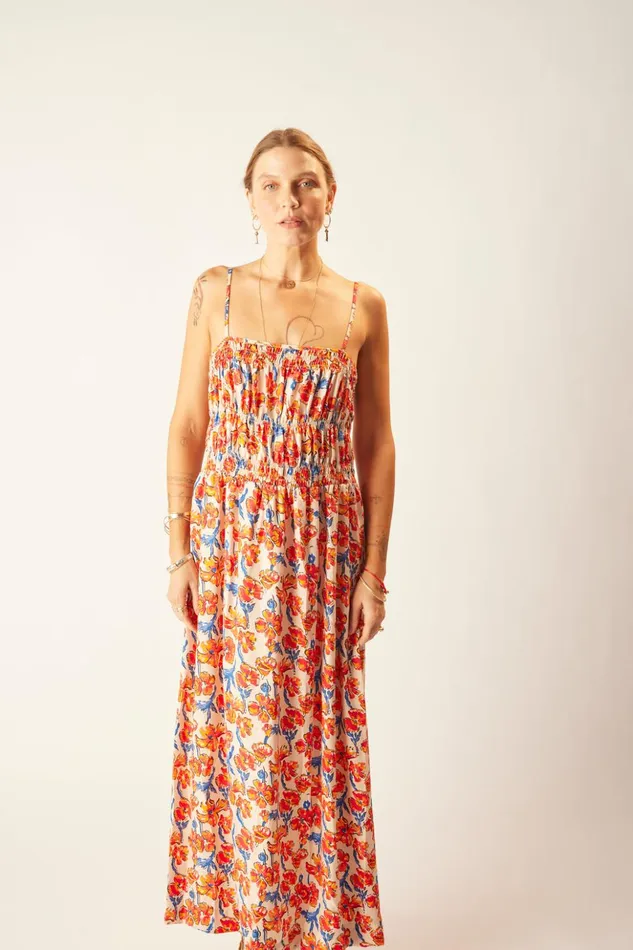 Gina Maxi Silk Watercolor Clementine Women Natalie Martin Dresses