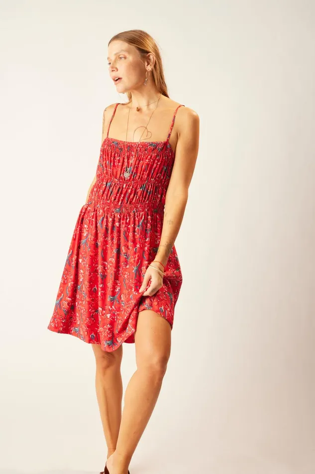 Gina Short Dress Silk Watercolor Vermil Women Natalie Martin Dresses