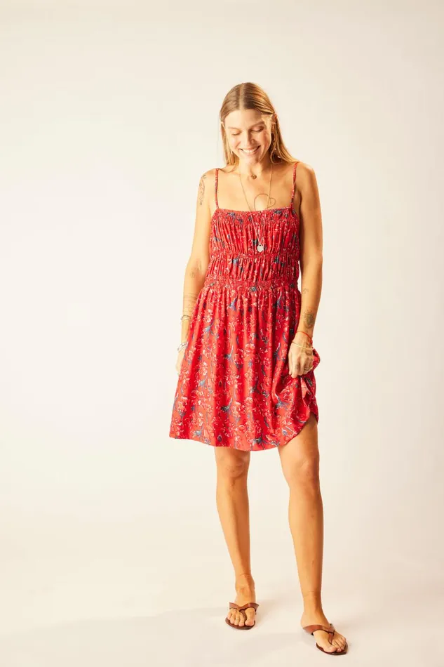 Gina Short Dress Silk Watercolor Vermil Women Natalie Martin Dresses