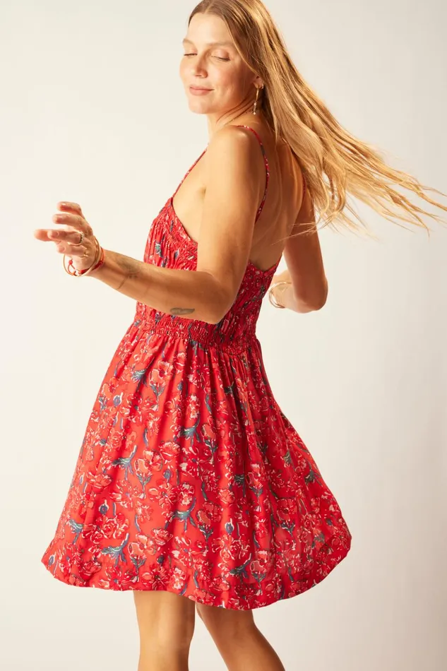 Gina Short Dress Silk Watercolor Vermil Women Natalie Martin Dresses