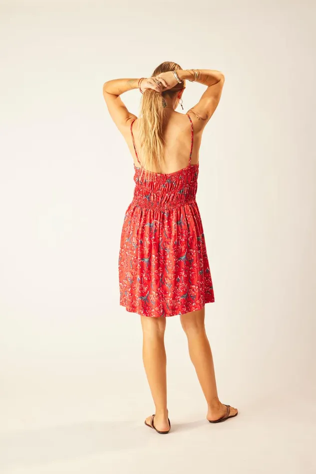 Gina Short Dress Silk Watercolor Vermil Women Natalie Martin Dresses