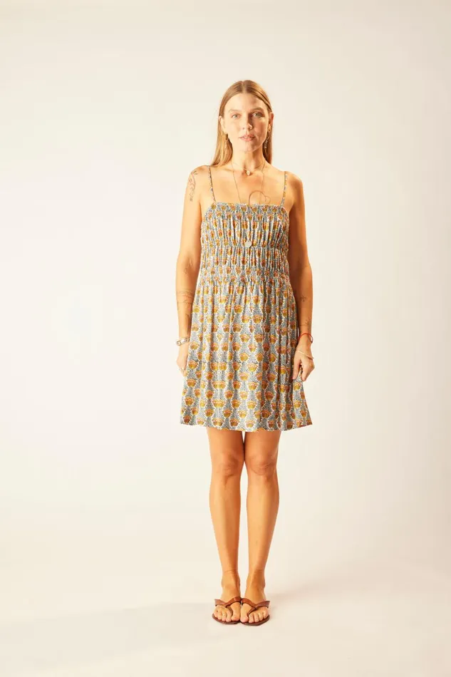 Gina Short Dress Tulip Print French Blue Women Natalie Martin Coverups