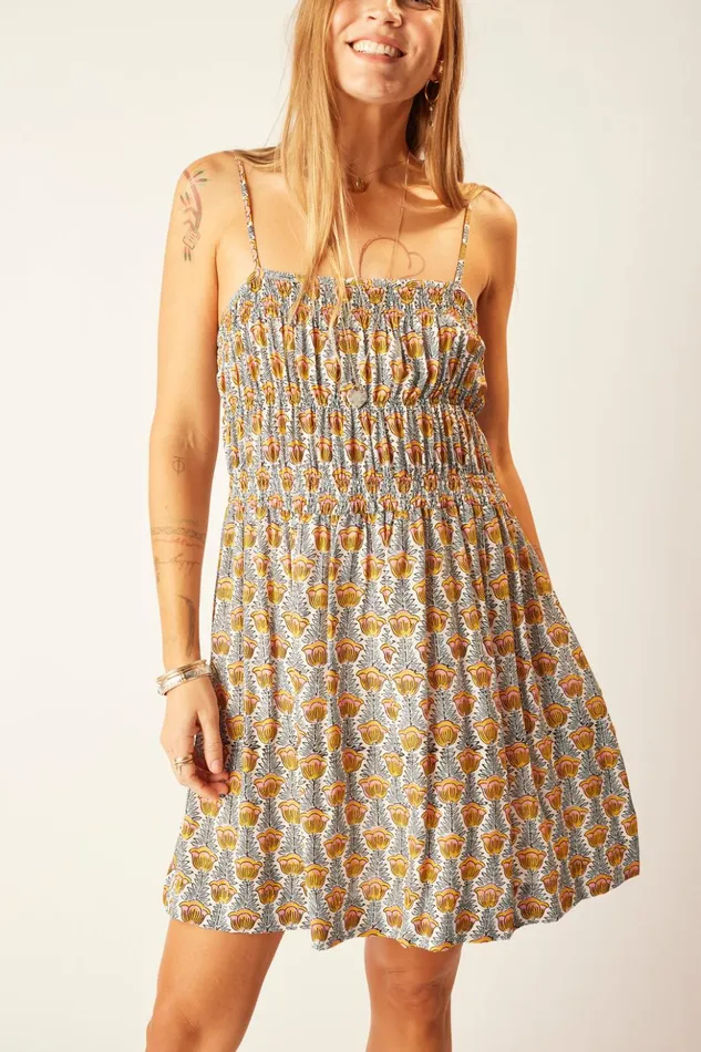 Gina Short Dress Tulip Print French Blue Women Natalie Martin Dresses