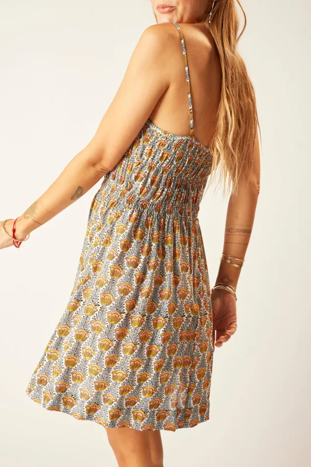 Gina Short Dress Tulip Print French Blue Women Natalie Martin Dresses
