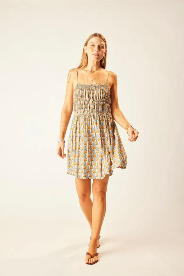 Gina Short Dress Tulip Print French Blue Women Natalie Martin Dresses
