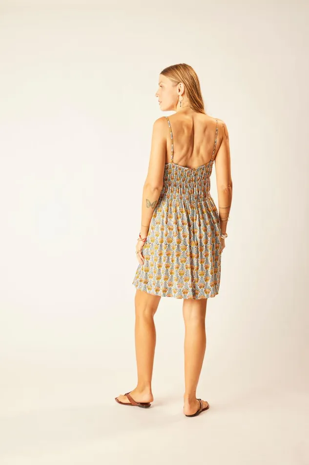 Gina Short Dress Tulip Print French Blue Women Natalie Martin Dresses