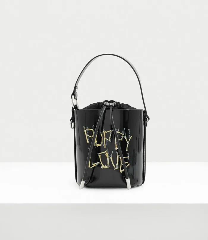 Handbags Women Vivienne Westwood Daisy Drawstring Bucket Bag In BonesNChain