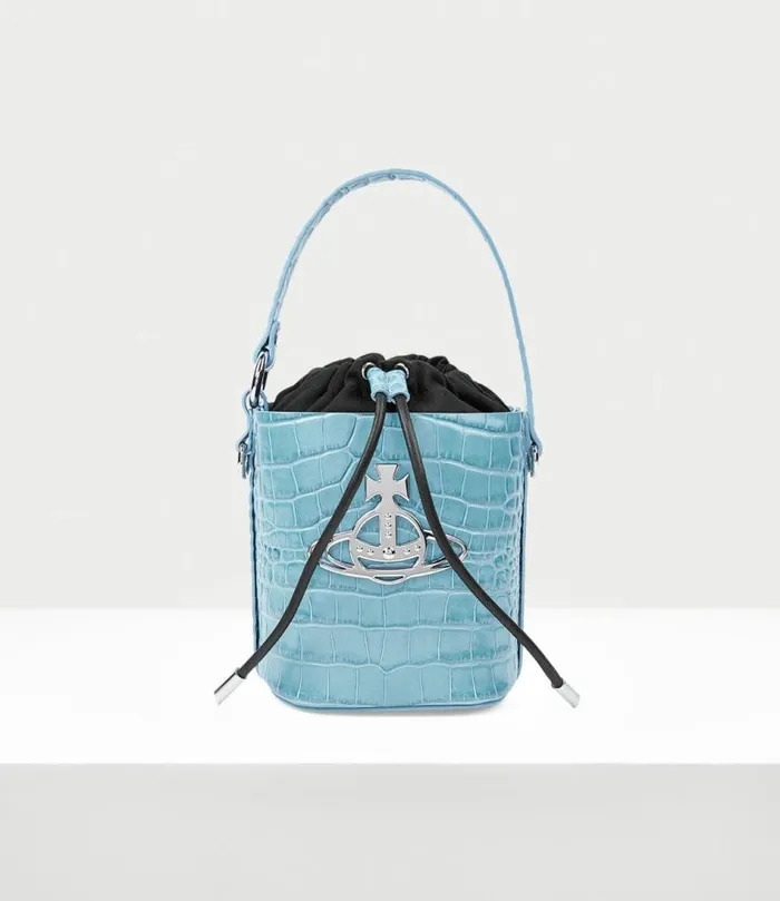 Handbags Women Vivienne Westwood Daisy Drawstring Bucket Bag In LightBlue