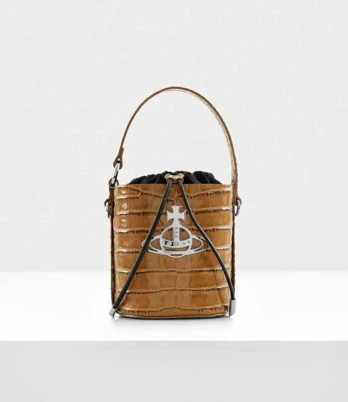 Handbags Women Vivienne Westwood Daisy Drawstring Bucket Bag In Tan