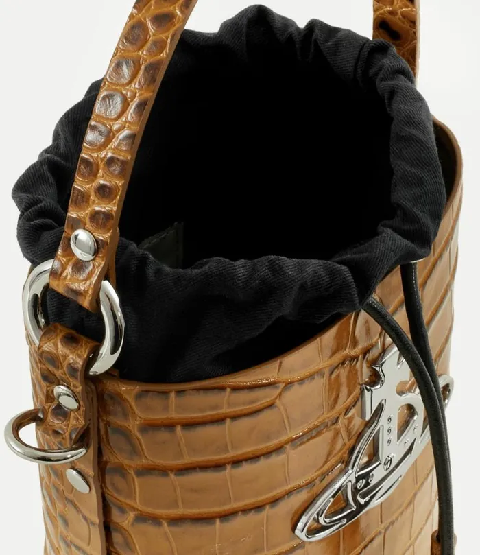 Handbags Women Vivienne Westwood Daisy Drawstring Bucket Bag In Tan