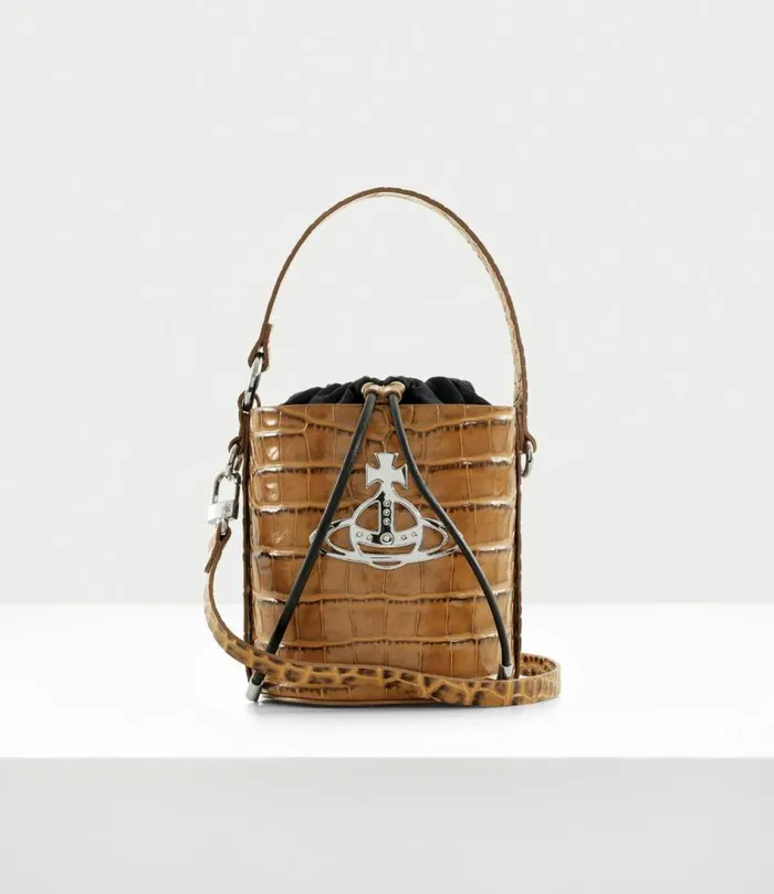 Handbags Women Vivienne Westwood Daisy Drawstring Bucket Bag In Tan