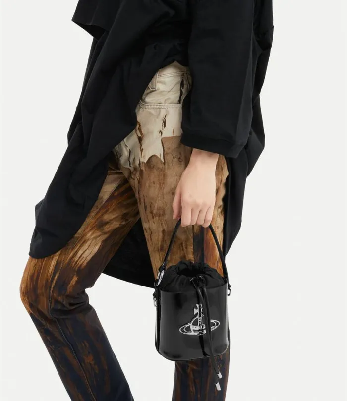 Handbags Women Vivienne Westwood Daisy Small Drawstring Bucket Bag In Black