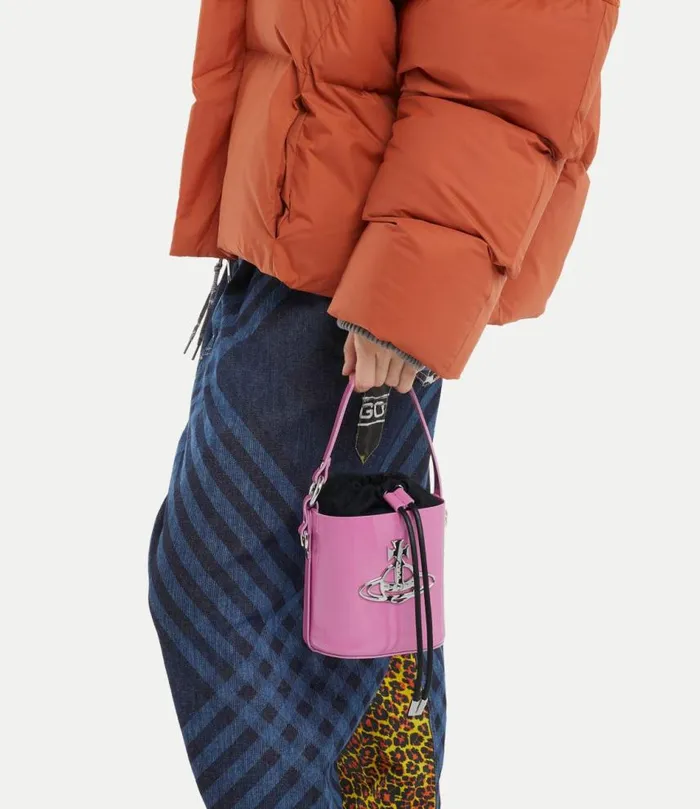 Handbags Women Vivienne Westwood Daisy Small Drawstring Bucket Bag In Pink