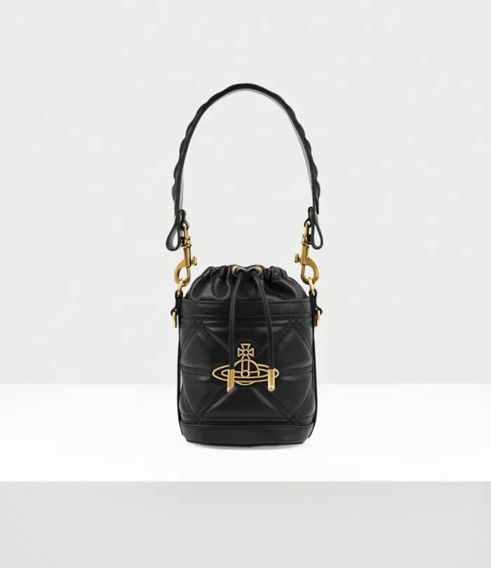 Handbags Women Vivienne Westwood Kitty Small Bucket Bag In Black