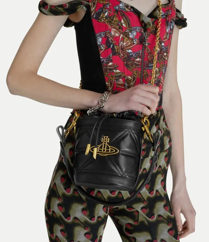 Handbags Women Vivienne Westwood Kitty Small Bucket Bag In Black