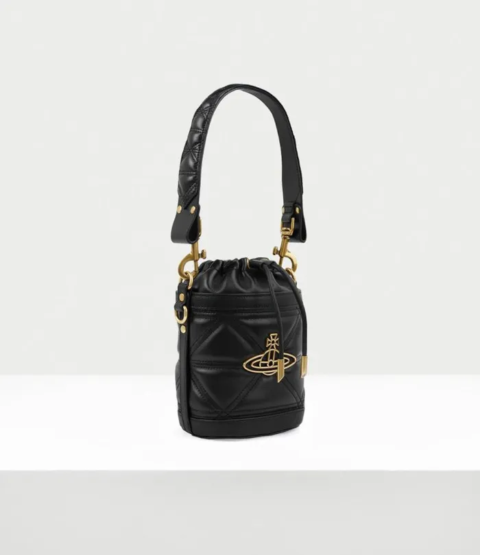 Handbags Women Vivienne Westwood Kitty Small Bucket Bag In Black