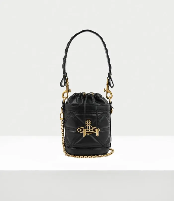 Handbags Women Vivienne Westwood Kitty Small Bucket Bag In Black