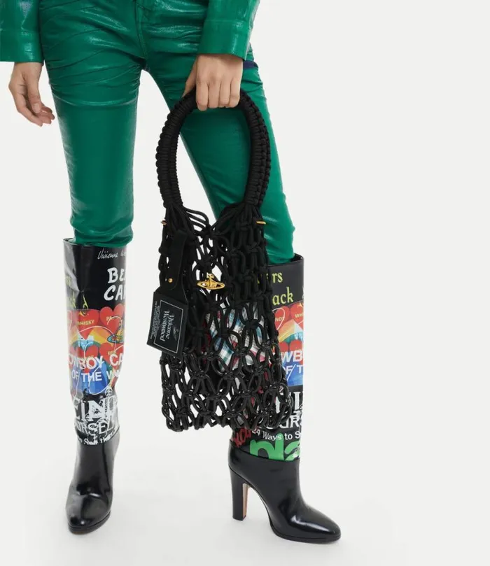 Handbags Women Vivienne Westwood Large Macrame Bag In Black
