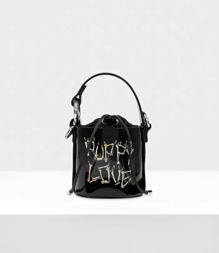 Handbags Women Vivienne Westwood Mini Daisy Drawstring Bucket Bag In BonesNChain