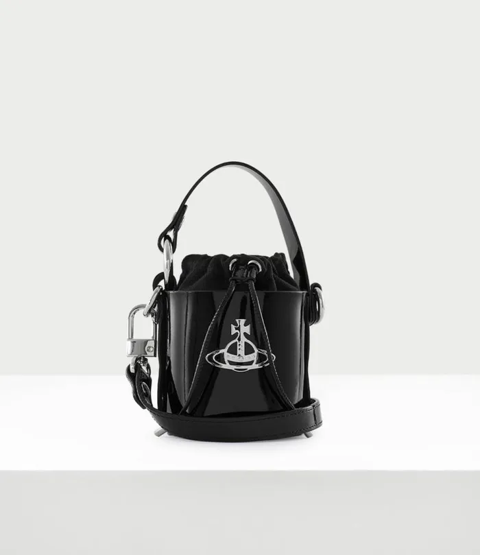 Handbags Women Vivienne Westwood Shiny Patent Mini Daisy Bag In Black