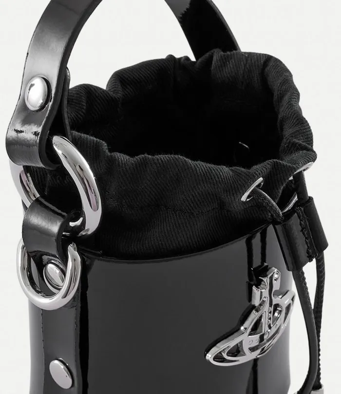 Handbags Women Vivienne Westwood Shiny Patent Mini Daisy Bag In Black