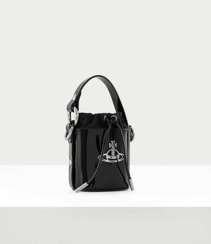 Handbags Women Vivienne Westwood Shiny Patent Mini Daisy Bag In Black