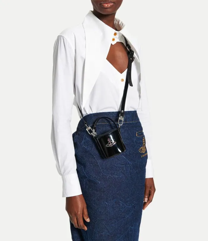 Handbags Women Vivienne Westwood Shiny Patent Mini Daisy Bag In Black