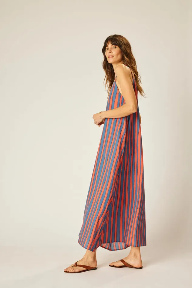 Heather Maxi Batik Stripe Blood Orange Women Natalie Martin Dresses