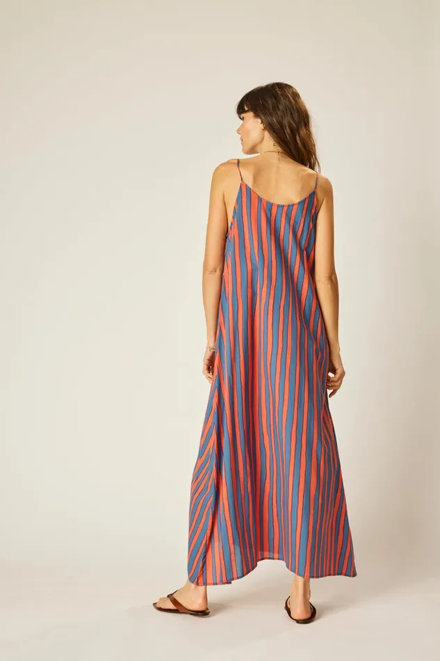 Heather Maxi Batik Stripe Blood Orange Women Natalie Martin Dresses