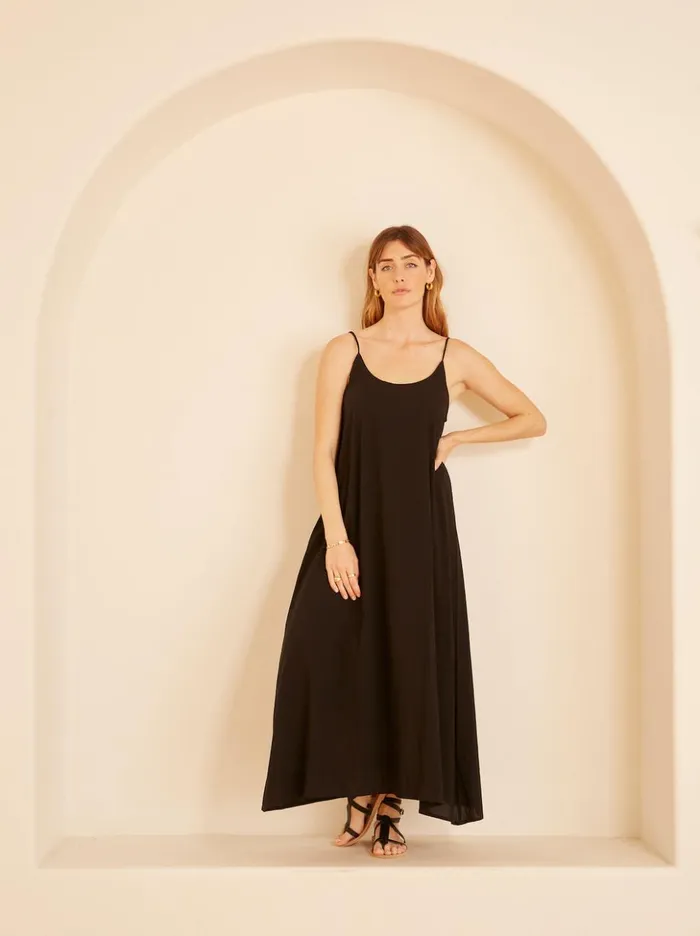 Heather Maxi Black Flat Cotton Women Natalie Martin Dresses