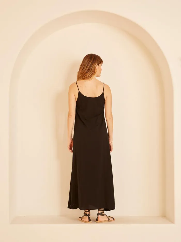 Heather Maxi Black Flat Cotton Women Natalie Martin Dresses