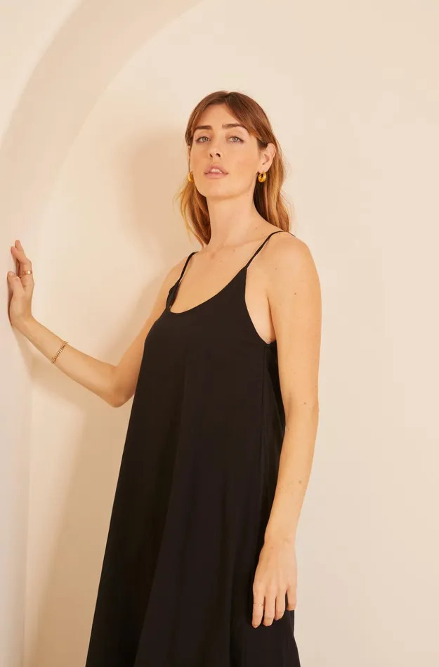 Heather Maxi Black Flat Cotton Women Natalie Martin Dresses