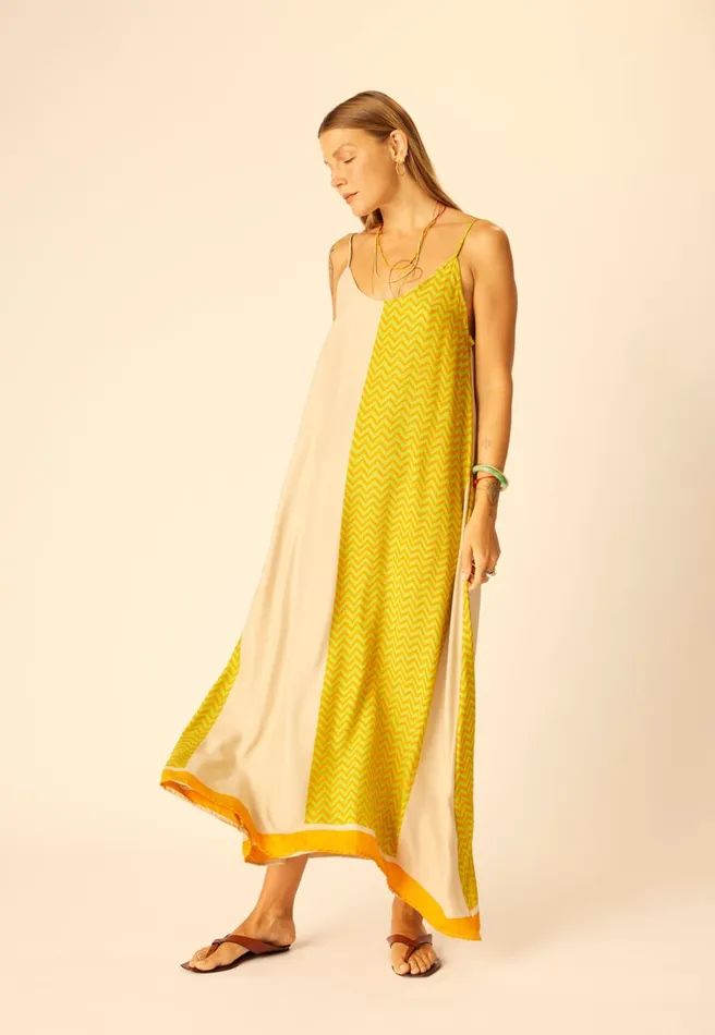 Heather Maxi Block Zigzag Tangerine Women Natalie Martin Dresses