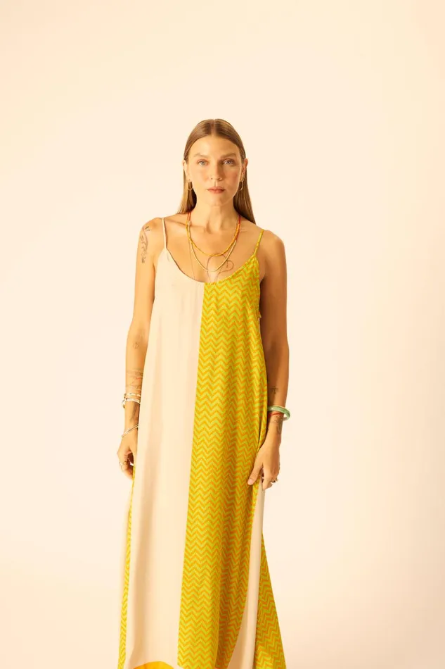 Heather Maxi Block Zigzag Tangerine Women Natalie Martin Dresses