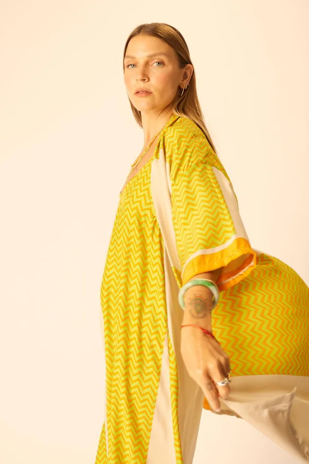 Heather Maxi Block Zigzag Tangerine Women Natalie Martin Dresses