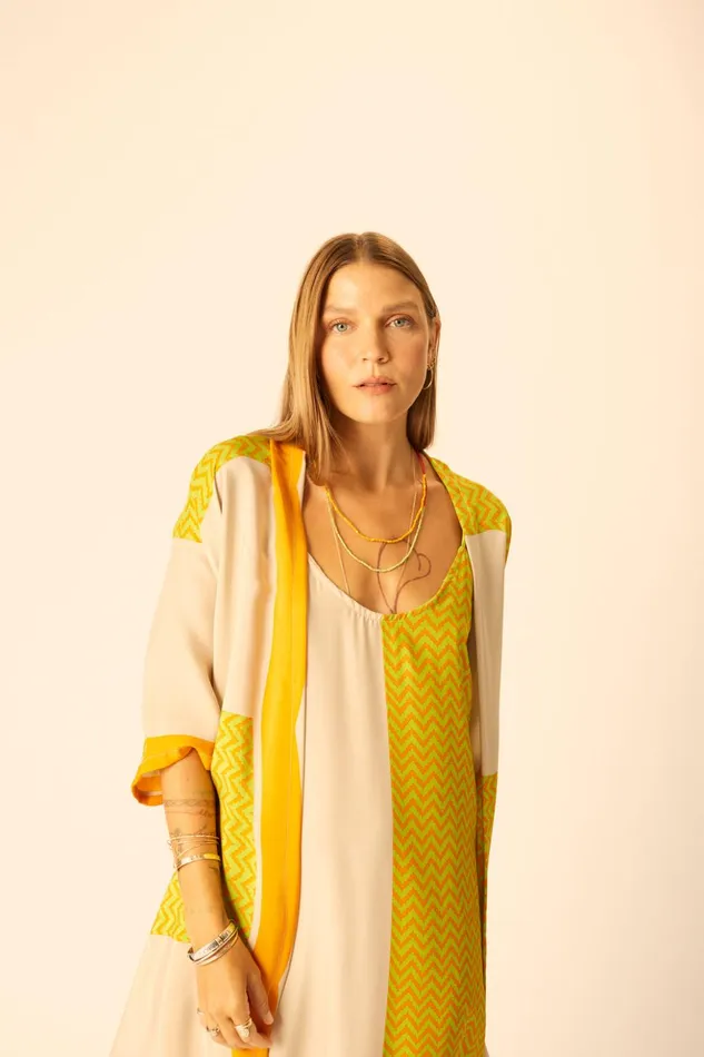 Heather Maxi Block Zigzag Tangerine Women Natalie Martin Dresses